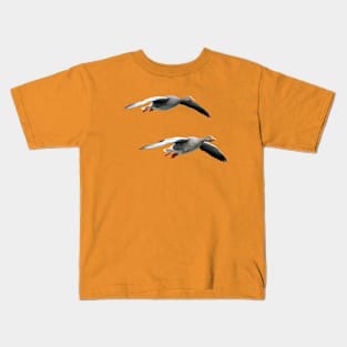 Pair of Greylag geese coming into land Kids T-Shirt